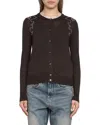 Zadig & Voltaire Missya Cp West Embellished Cashmere Cardigan In Brown