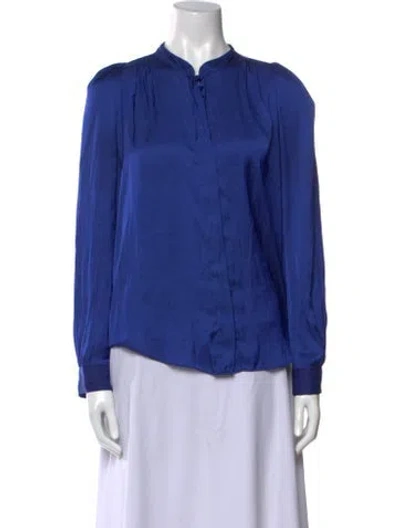 Pre-owned Zadig & Voltaire Mock Neck Long Sleeve Blouse In Blue