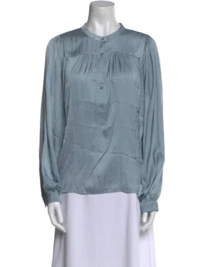 Pre-owned Zadig & Voltaire Mock Neck Long Sleeve Blouse In Blue