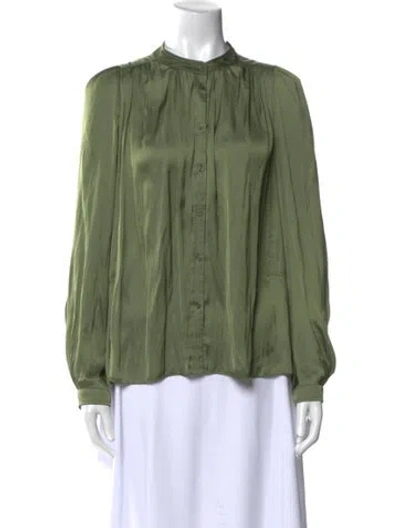 Pre-owned Zadig & Voltaire Mock Neck Long Sleeve Blouse In Green