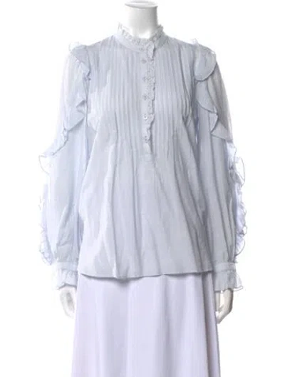 Pre-owned Zadig & Voltaire Mock Neck Long Sleeve Blouse W/ Tags In White
