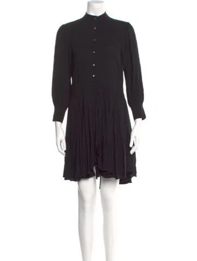 Pre-owned Zadig & Voltaire Mock Neck Mini Dress In Black