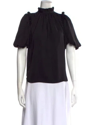 Pre-owned Zadig & Voltaire Mock Neck Short Sleeve Blouse In Black