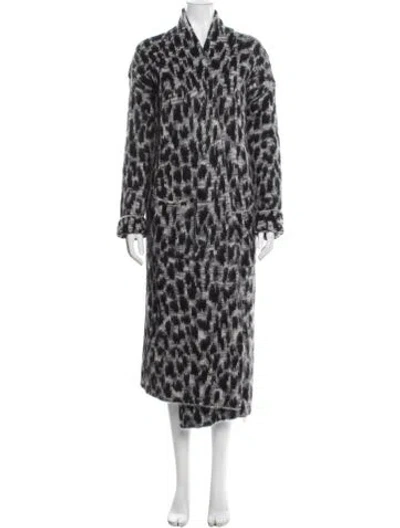 Pre-owned Zadig & Voltaire Mohair Animal Print Faux Fur Coat In Gray