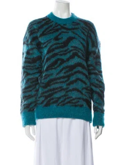 Pre-owned Zadig & Voltaire Mohair Animal Print Sweater In Blue