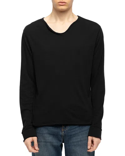 Zadig & Voltaire Monastir Cotton Loose Crewneck Logo Sweater In Black
