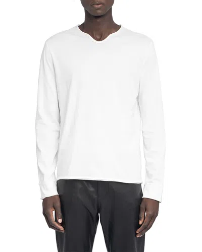Zadig & Voltaire Monastir Long Sleeve Split Collar Graphic Tee In White