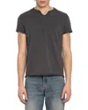 Zadig & Voltaire Monastir Split Collar Graphic Tee In Gray