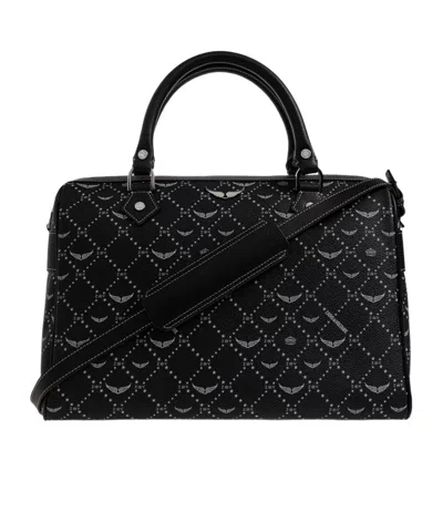 Zadig & Voltaire Monogram Sunny Vibe Medium Satchel In Black