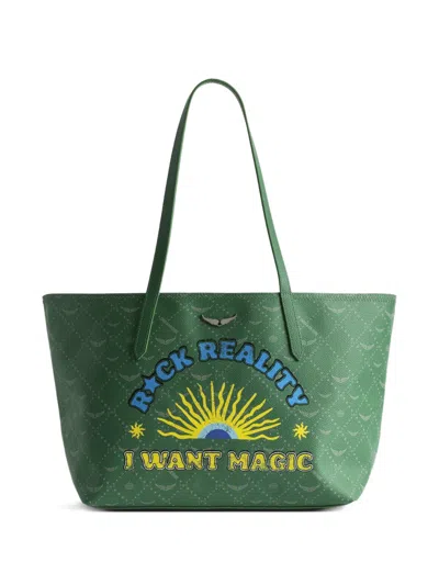 Zadig & Voltaire Monogram Tote Bag In Green