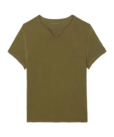 Zadig & Voltaire Monsatir Button-detail T-shirt In Green