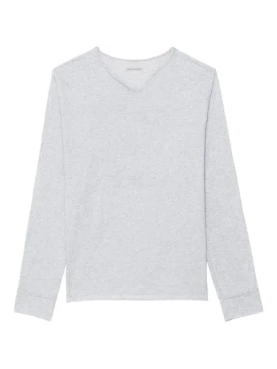 Zadig & Voltaire Monsatir Henley Button-detail T-shirt In Gray