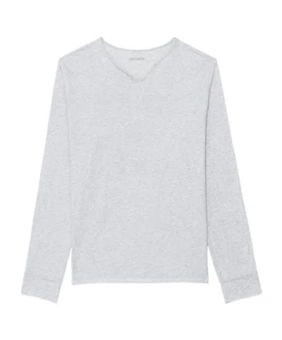 Zadig & Voltaire Monsatir Henley Button-detail T-shirt In Gray