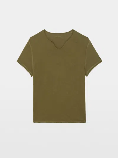 Zadig & Voltaire Monsatir Henley T-shirt In Green