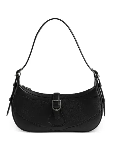 Zadig & Voltaire Moonrise Buckle-detail Curved Shoulder Bag In Black