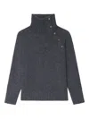 Zadig & Voltaire Mora High-neck Button-detail Sweater In Black