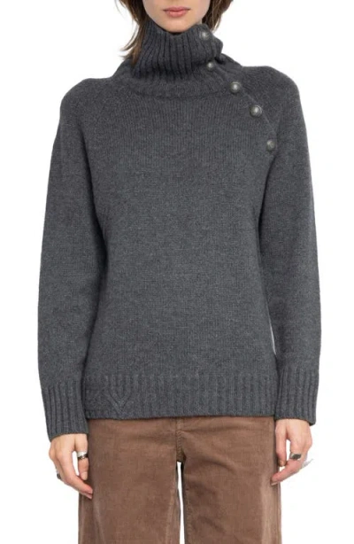 Zadig & Voltaire Mora Mock Neck Cashmere Sweater In Burgundy