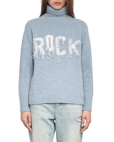 Zadig & Voltaire Mora We Rock Merino Wool Turtleneck Sweater In Blue