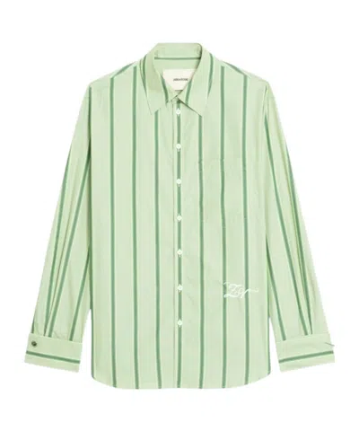 Zadig & Voltaire Morning Striped Shirt In Green