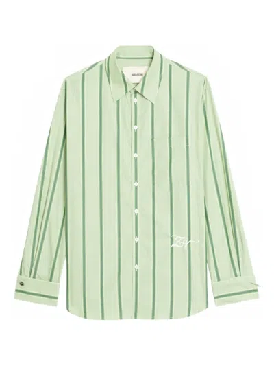 Zadig & Voltaire Morning Striped Shirt In Green