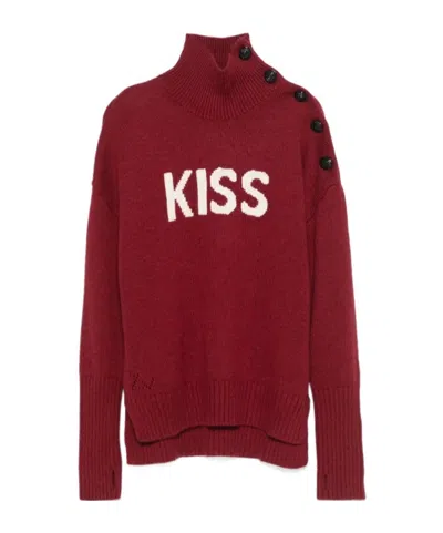 Zadig & Voltaire Motif-intarsia Sweater In Burgundy