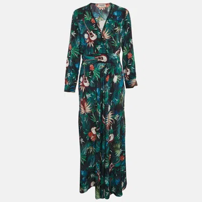 Pre-owned Zadig & Voltaire Multicolor Jungle Print Crepe Roumi Long Dress Xs