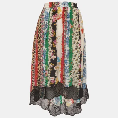 Pre-owned Zadig & Voltaire Multicolor Mix Print Silk And Lace Joslin Skirt S