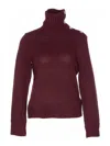 Zadig & Voltaire High Neck Knitwear Button Shoulder Design In Burgundy