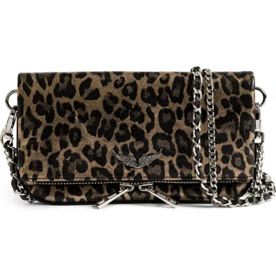 ZADIG & VOLTAIRE ZADIG & VOLTAIRE NANO ROCK METALLIC LEOPARD CLUTCH