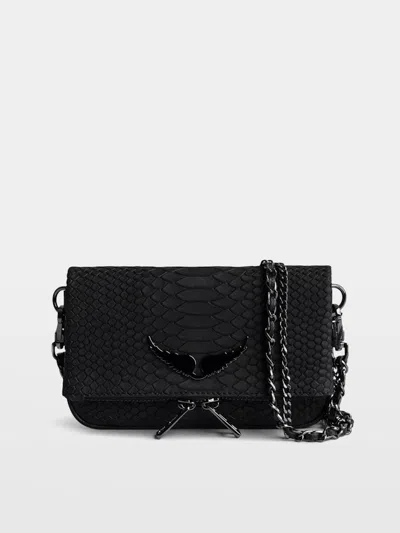 Zadig & Voltaire Nano Soft Savage Rock Clutch In Black