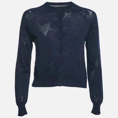 Pre-owned Zadig & Voltaire Navy Blue Star Patterned Knit Button Front Cardigan S