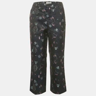 Pre-owned Zadig & Voltaire Navy Blue Tattoo Posh Jacquard Trousers M