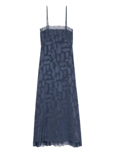 Zadig & Voltaire Zadig&voltaire Navy Lingerie Dress With Embroidery In Blue