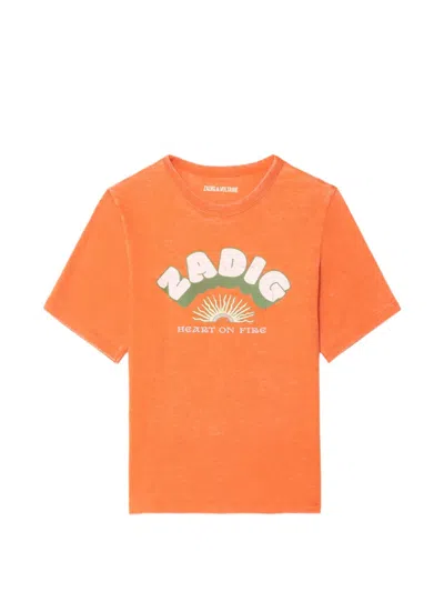 Zadig & Voltaire Kids' Niels Printed T-shirt In Orange