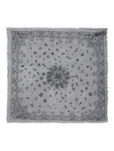 Zadig & Voltaire Nuage Frayed Bandana In Gray