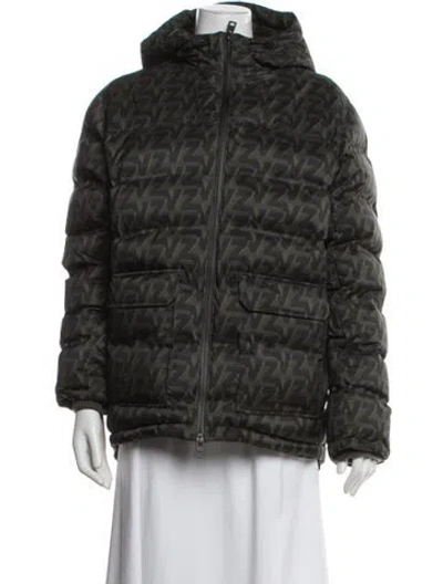 Pre-owned Zadig & Voltaire Nylon Graphic Print Down Coat In Green