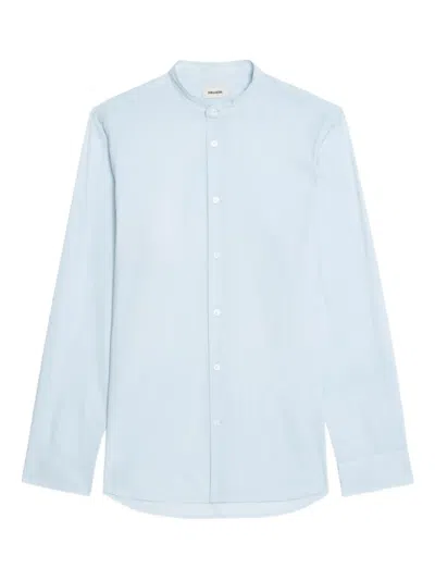 Zadig & Voltaire Officier Voile Cotton Shirt In Blue