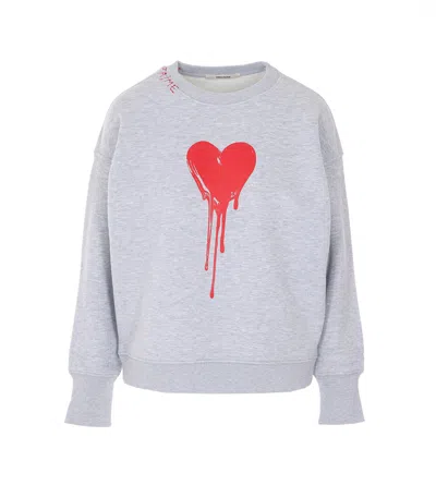 Zadig & Voltaire Grey Oscar Flowing Heart Sweatshirt In Gray