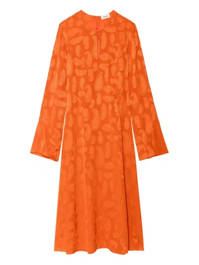 Zadig & Voltaire Randon Paisley Silk Midi Dress In Orange