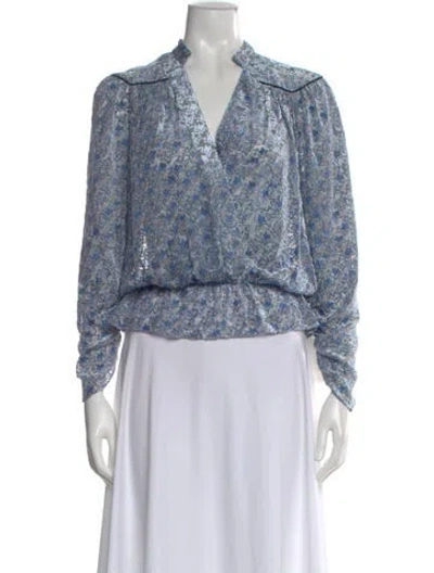 Pre-owned Zadig & Voltaire Paisley Print Long Sleeve Blouse In Blue