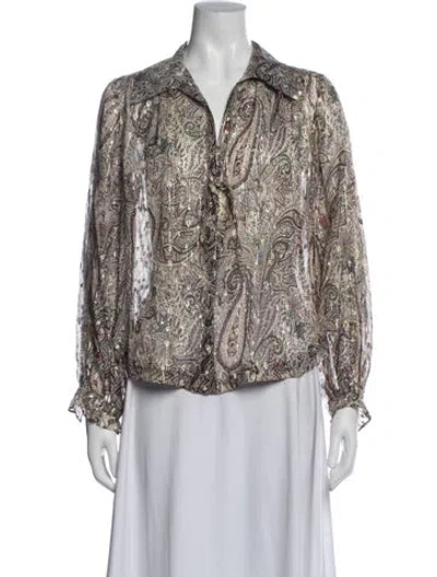 Pre-owned Zadig & Voltaire Paisley Print Long Sleeve Blouse In Multi