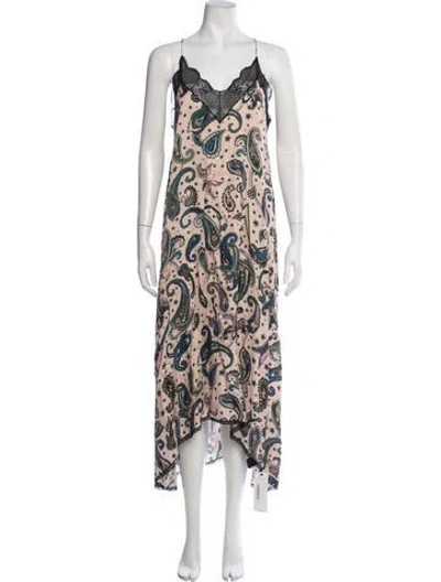 Pre-owned Zadig & Voltaire Paisley Print Midi Length Dress In Pink