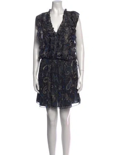 Pre-owned Zadig & Voltaire Paisley Print Mini Dress In Black
