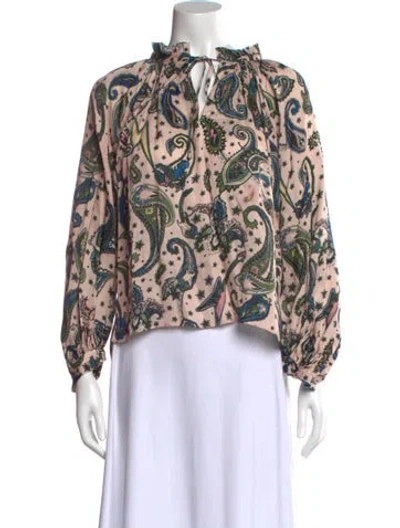 Pre-owned Zadig & Voltaire Paisley Print Mock Neck Blouse In Multi