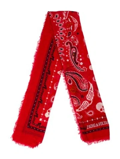 Pre-owned Zadig & Voltaire Paisley Print Scarf In Red