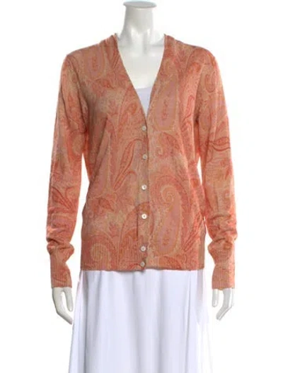 Pre-owned Zadig & Voltaire Paisley Print V-neck Sweater In Orange