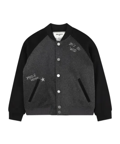 Zadig & Voltaire Kids' Panelled Bomber Jacket In Black