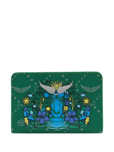 Zadig & Voltaire Pass Monogram Card Holder In Green
