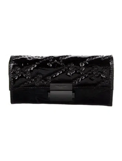 Pre-owned Zadig & Voltaire Patent Leather Graphic Print Continental Wallet In Black