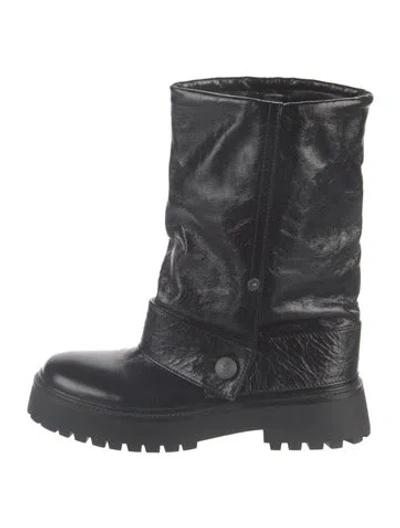 Pre-owned Zadig & Voltaire Patent Leather Moto Boots In Black